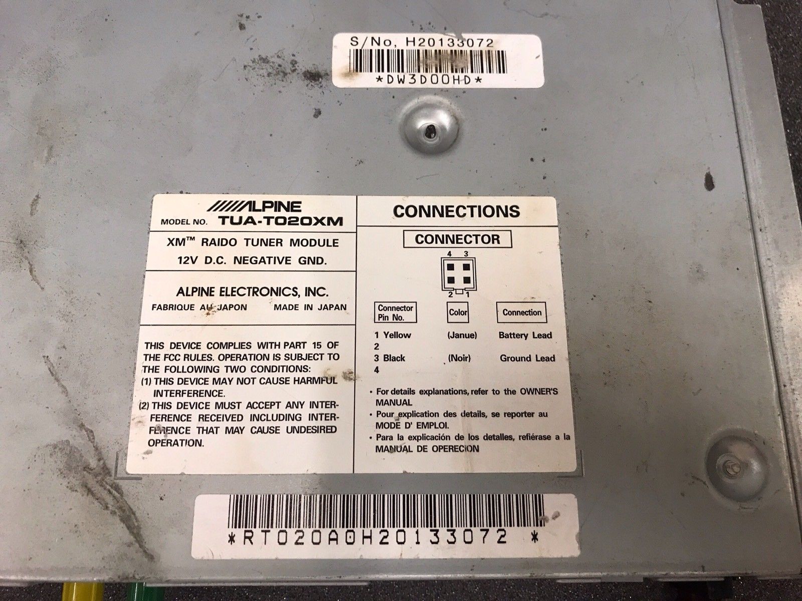 Alpine Xm Radio Tuner Module TuaT020xm Satellite Module American