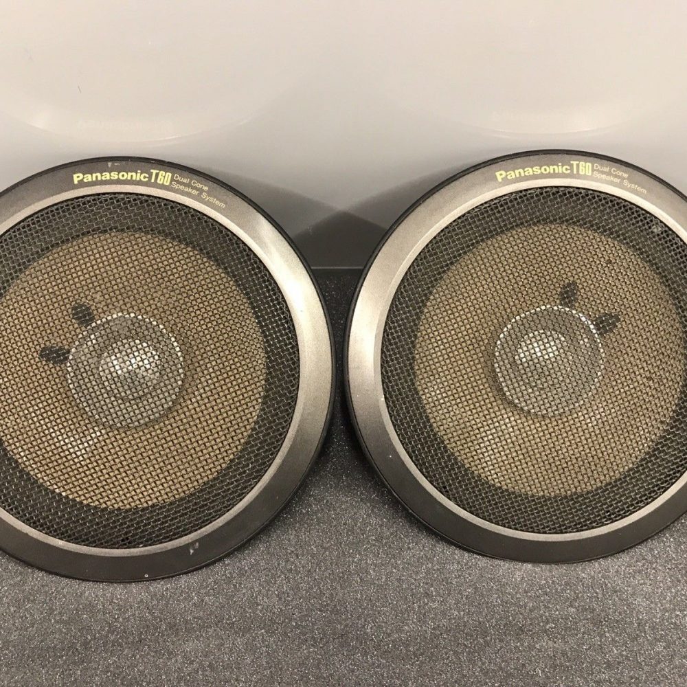Very Early Panasonic T60 Old Classic Vintage Speakers With Covers Dual Cone