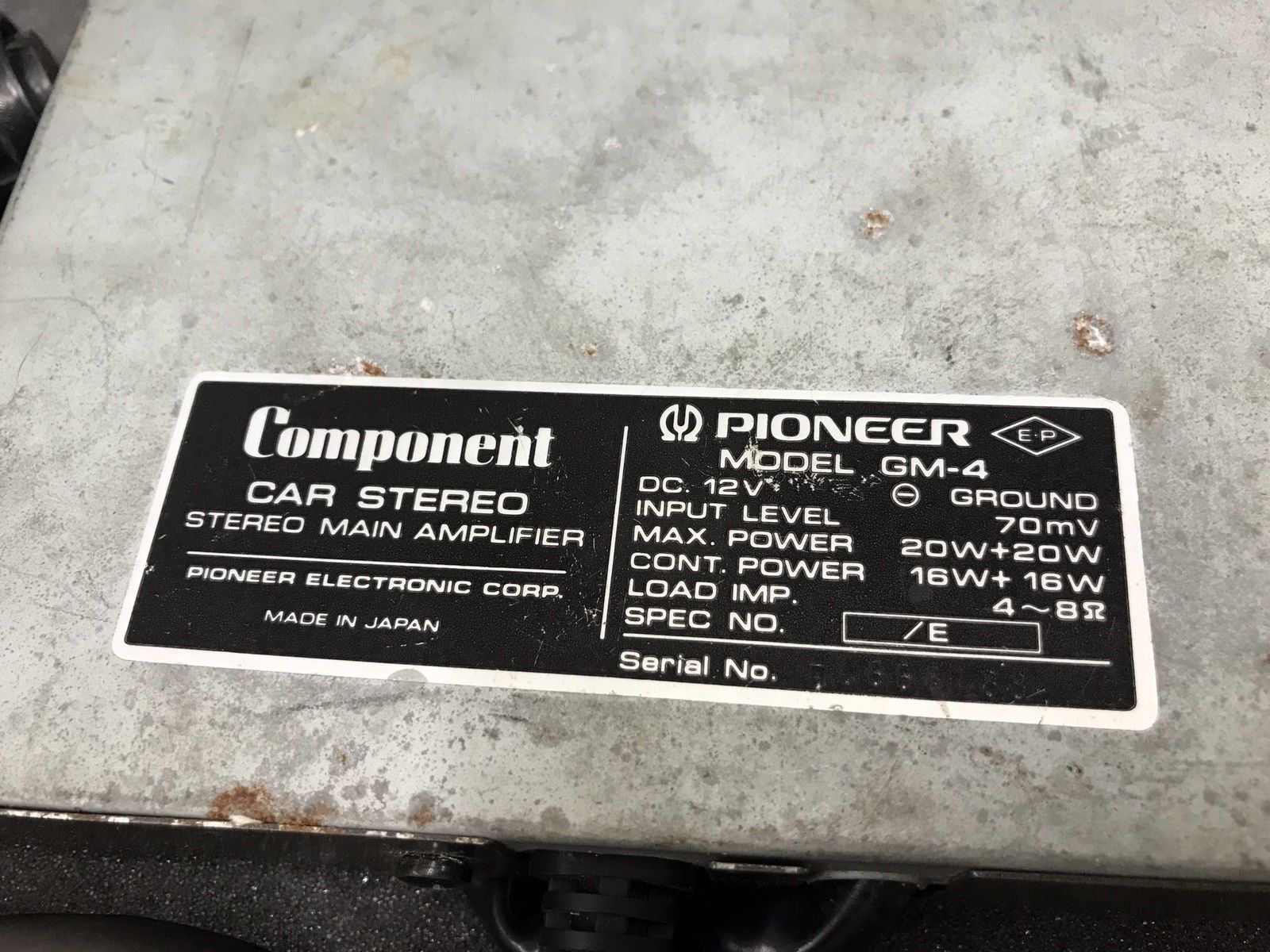 Pioneer Old Classic Vintage Car Add On Amp Amplifier Model Gm-4 Complete