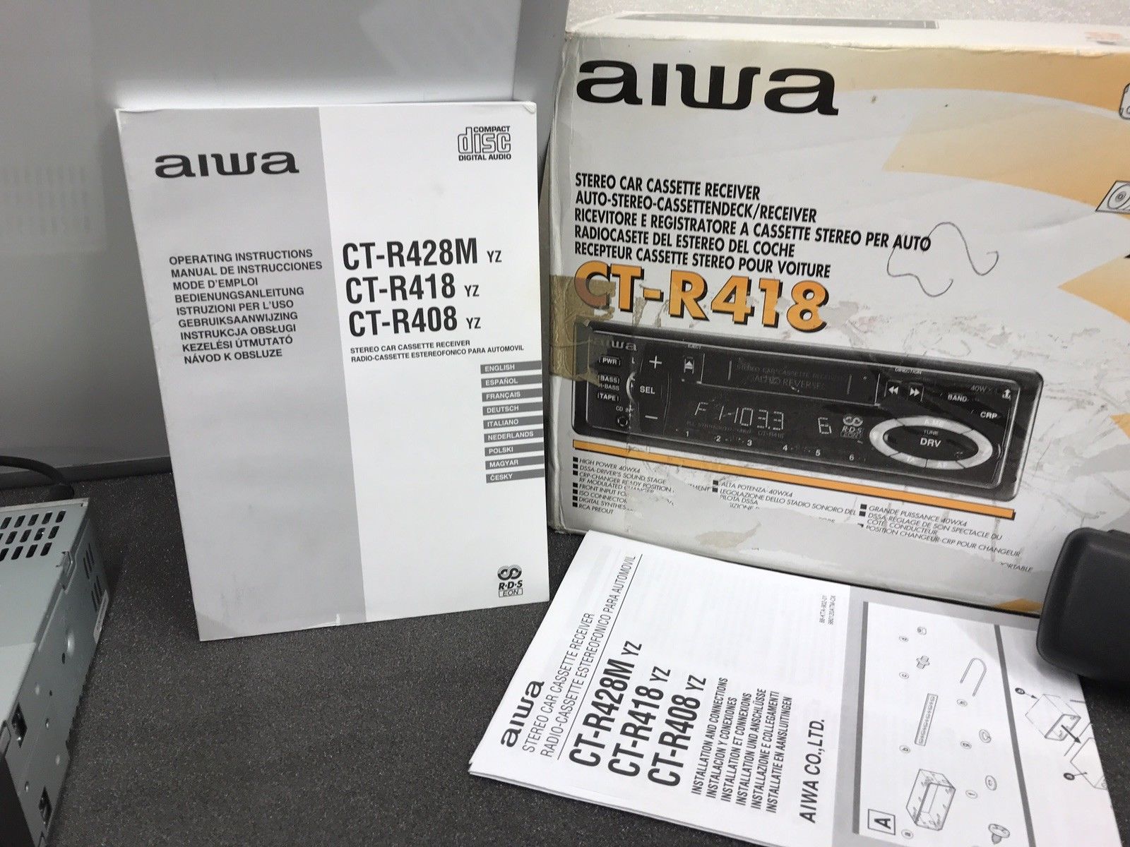 Old Boxed Aiwa Car Radio Stereo Cassette Player With Front Aux In Socket