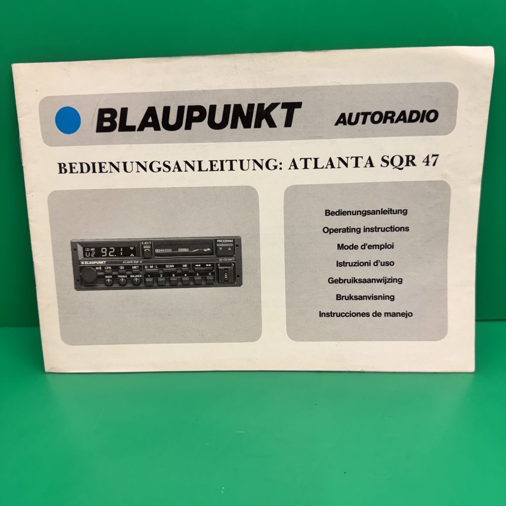 Blaupunkt Atlanta Sqr47 Car Radio Stereo Genuine Instruction Manual