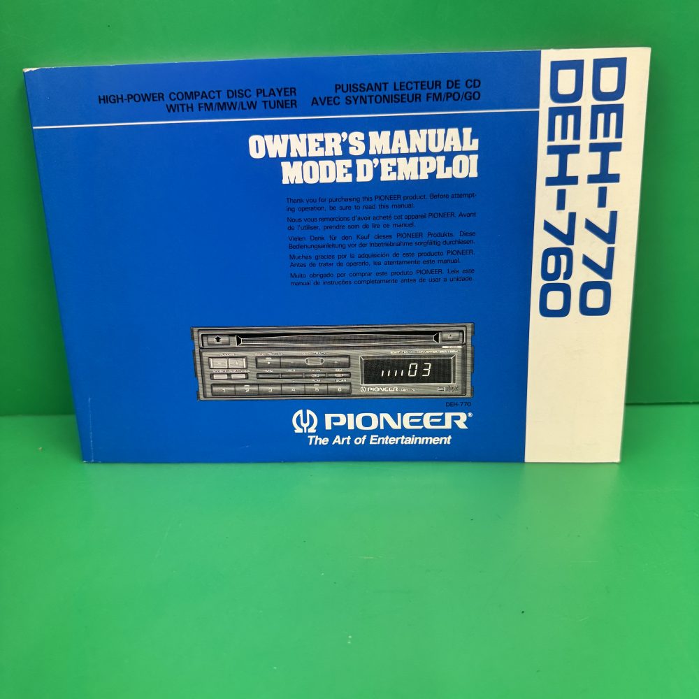 Pioneer Deh-760 Deh-770 Car Radio Stereo Genuine Instruction Manual