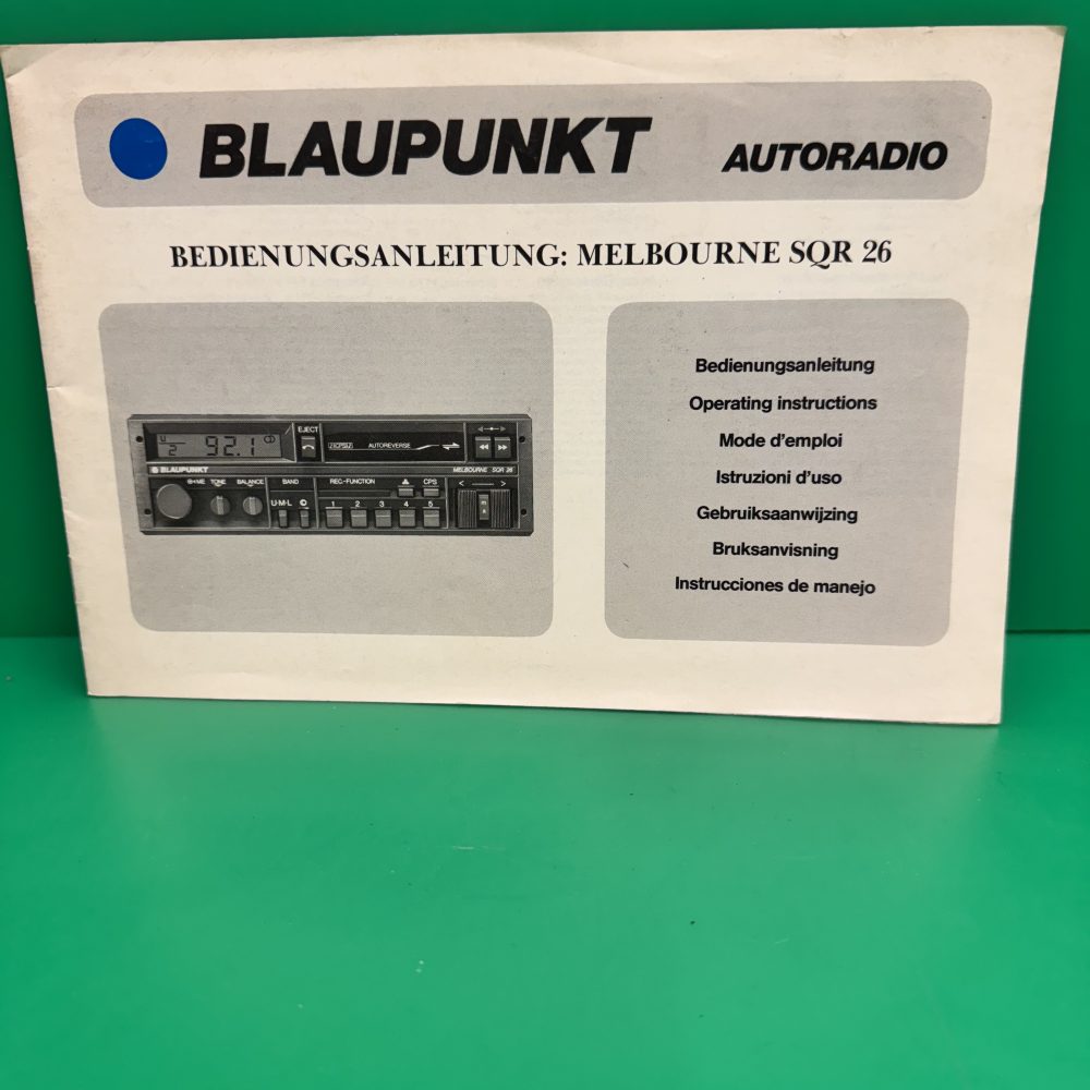 Blaupunkt Melbourne Sqr26 Car Radio Stereo Genuine Instruction Manual
