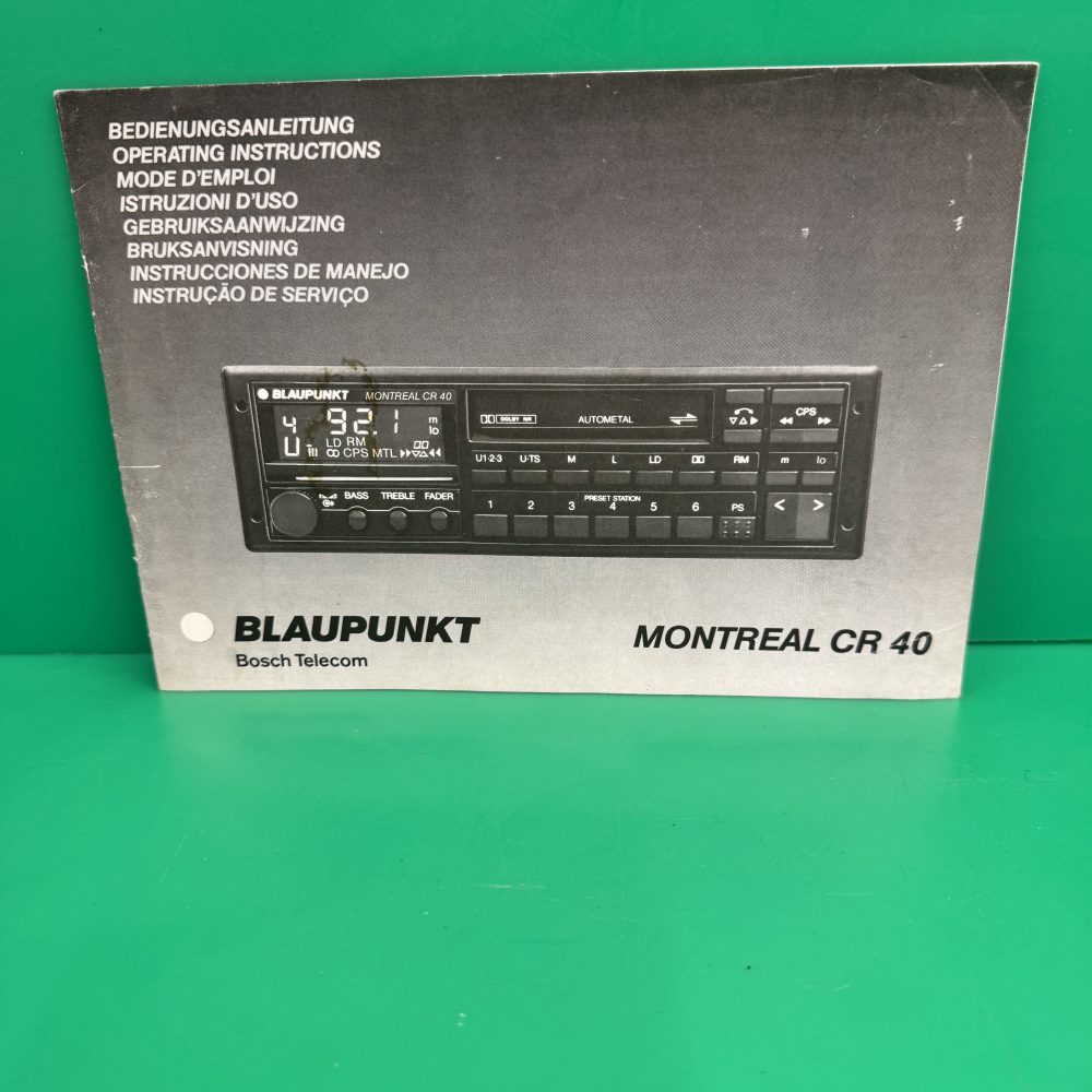 Blaupunkt Montreal Cr40 Car Radio Stereo Genuine Instruction Manual