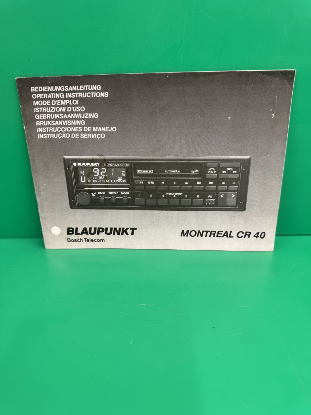 Blaupunkt Montreal Cr40 Car Radio Stereo Genuine Instruction Manual
