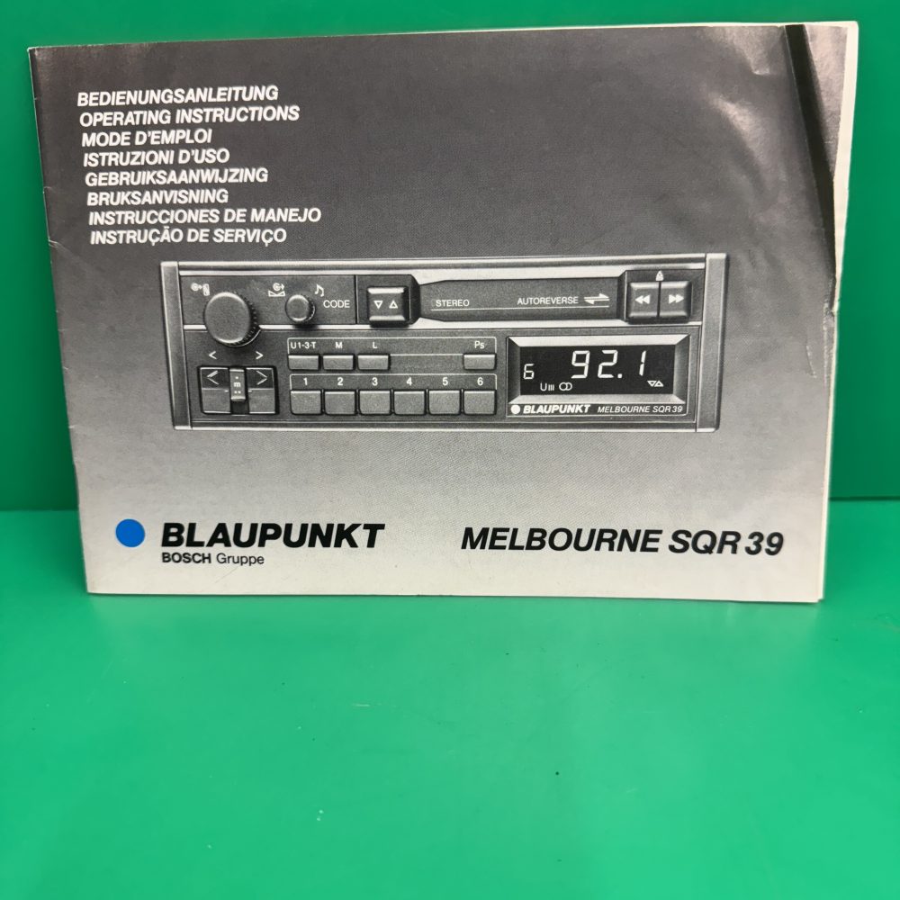 Blaupunkt Melbourne Sqr39 Car Radio Stereo Genuine Instruction Manual