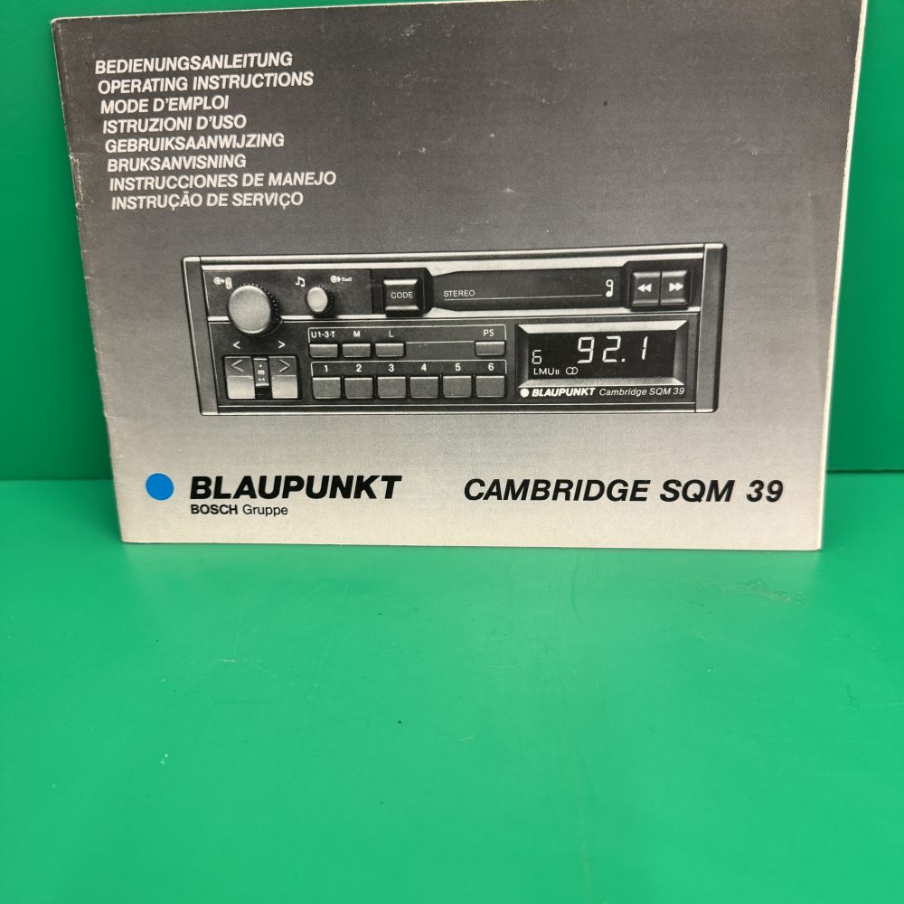 Blaupunkt Cambridge Sqm39 Car Radio Stereo Genuine Instruction Manual