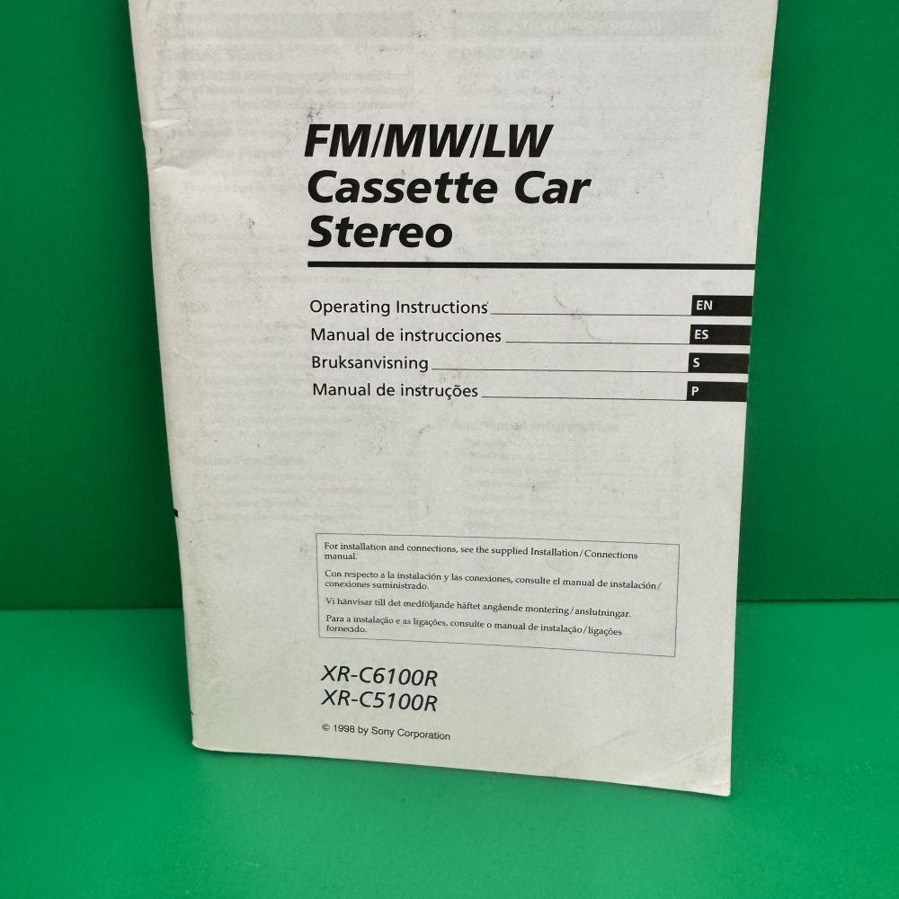 Sony Xr-C5100r Xr-C6100r Car Radio Stereo Genuine Instruction Manual
