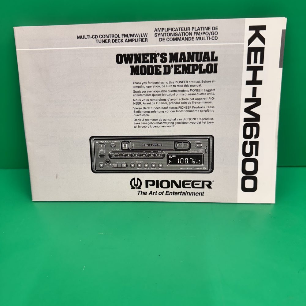 Pioneer Keh-M6500 Car Radio Stereo Genuine Instruction Manual