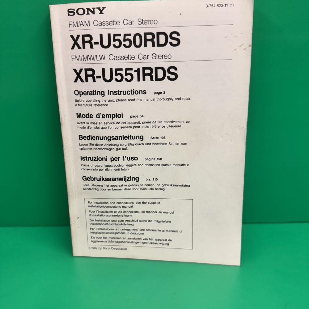 Sony Xr-U550rds Xr-U551rds Car Radio Stereo Genuine Instruction Manual