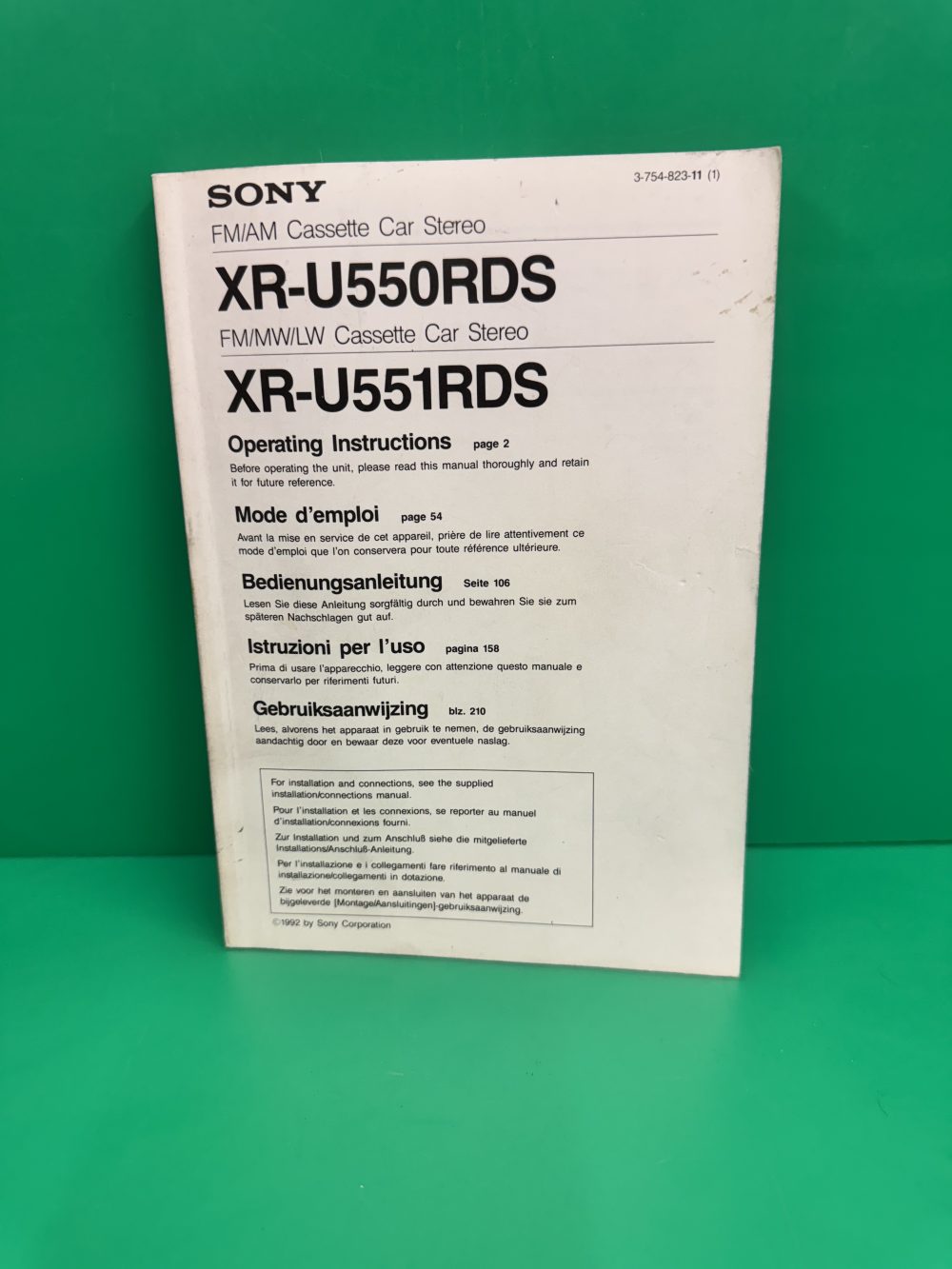 Sony Xr-U550rds Xr-U551rds Car Radio Stereo Genuine Instruction Manual