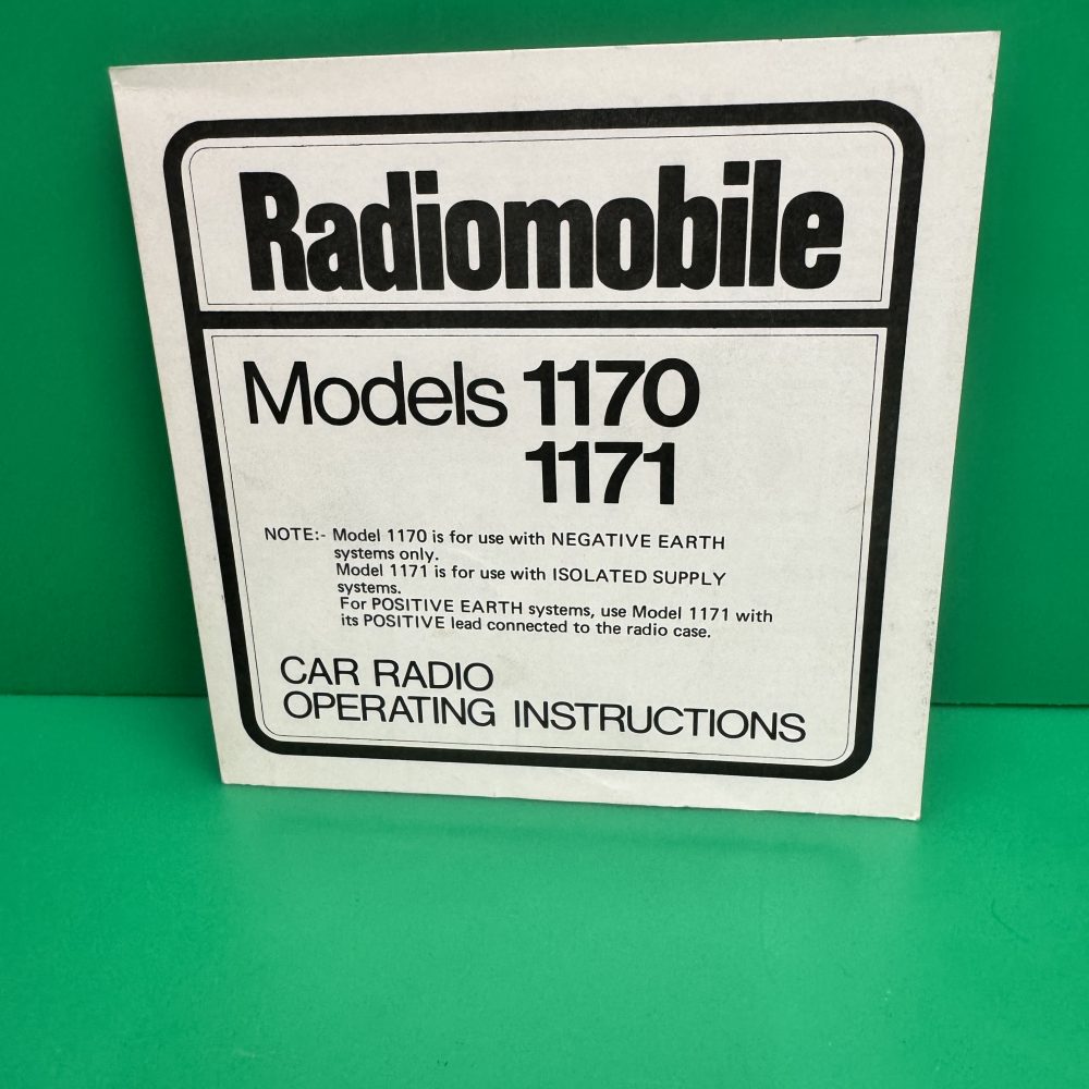 Radiomibile 1170 1171 Car Radio Stereo Genuine Instruction Manual