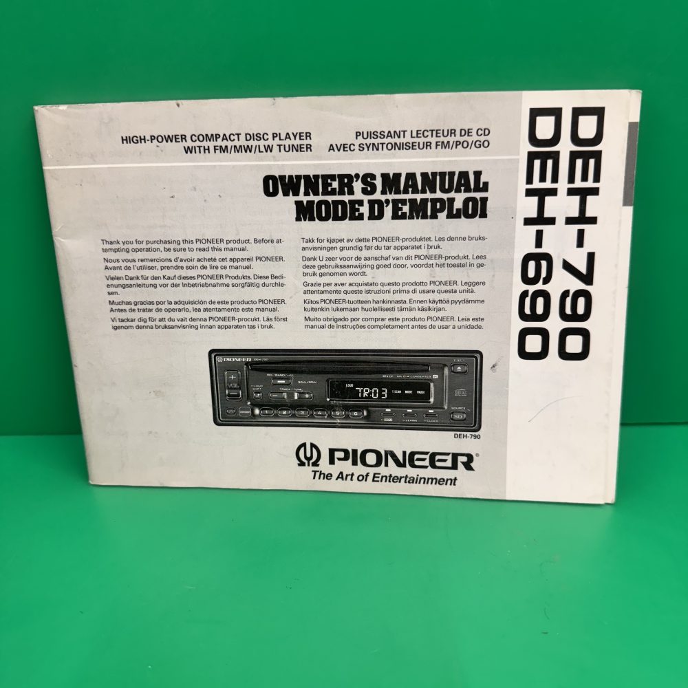 Pioneer Deh-690 Deh-790 Car Radio Stereo Genuine Instruction Manual