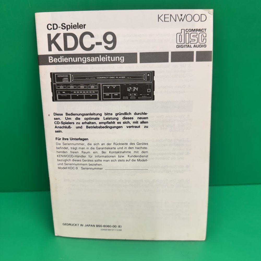 Kenwood Kdc-9 Car Radio Stereo Genuine Instruction Manual