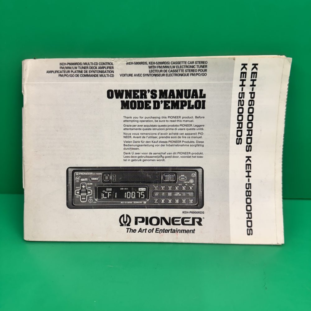 Pioneer Keh-5200rds Keh-5800rds Keh-P6000rds Car Radio Stereo Genuine Instruction Manual