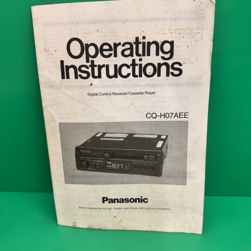 Panasonic Cq-H07 Car Radio Stereo Genuine Instruction Manual