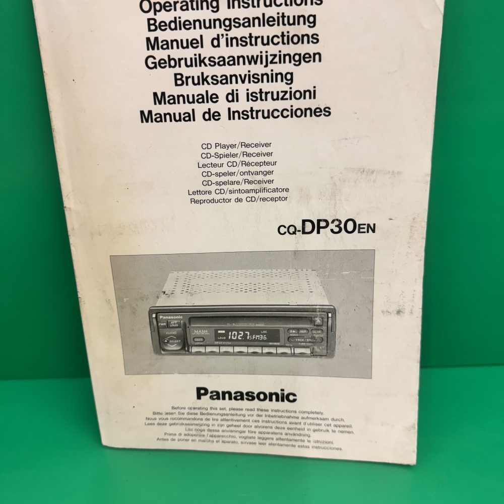 Panasonic Cq-Dp30 Car Radio Stereo Genuine Instruction Manual