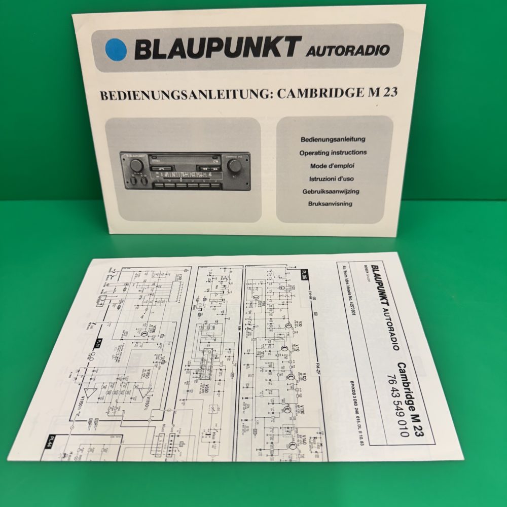 Blaupunkt Cambridge M23 Car Radio Stereo Genuine Instruction Manual