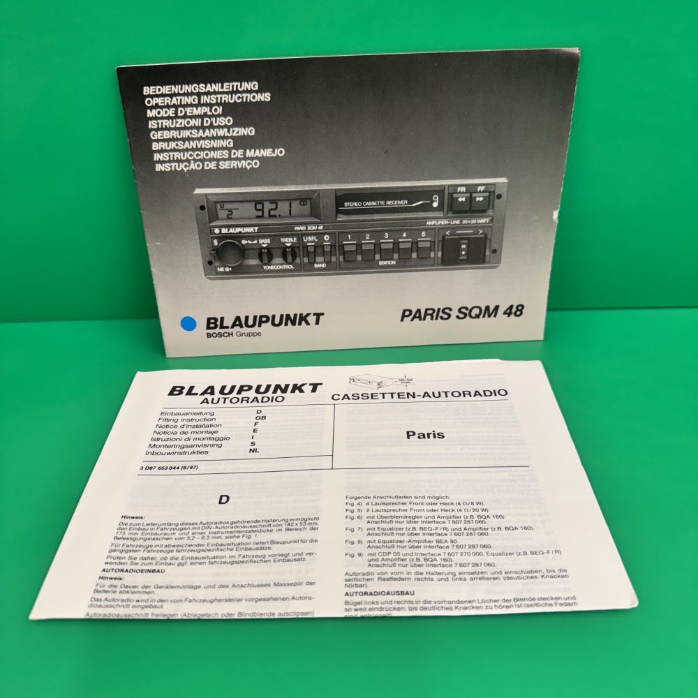 Blaupunkt Paris Sqm48 Car Radio Stereo Genuine Instruction Manual