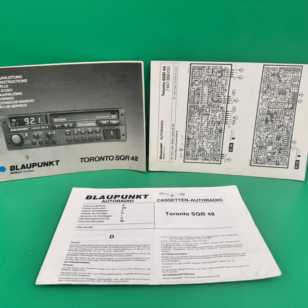 Blaupunkt Toronto SQR48 Car Radio Stereo Genuine Instruction Manual