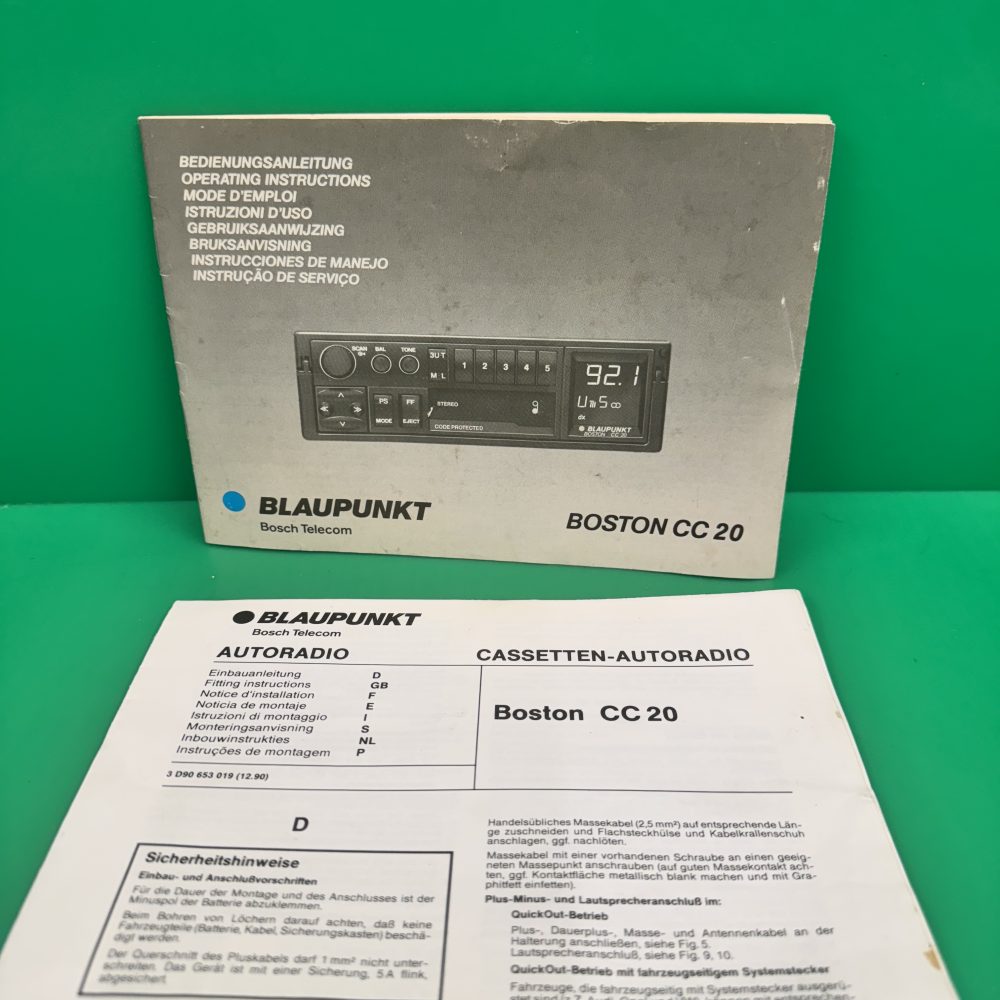 Blaupunkt Boston Cc20 Car Radio Stereo Genuine Instruction Manual