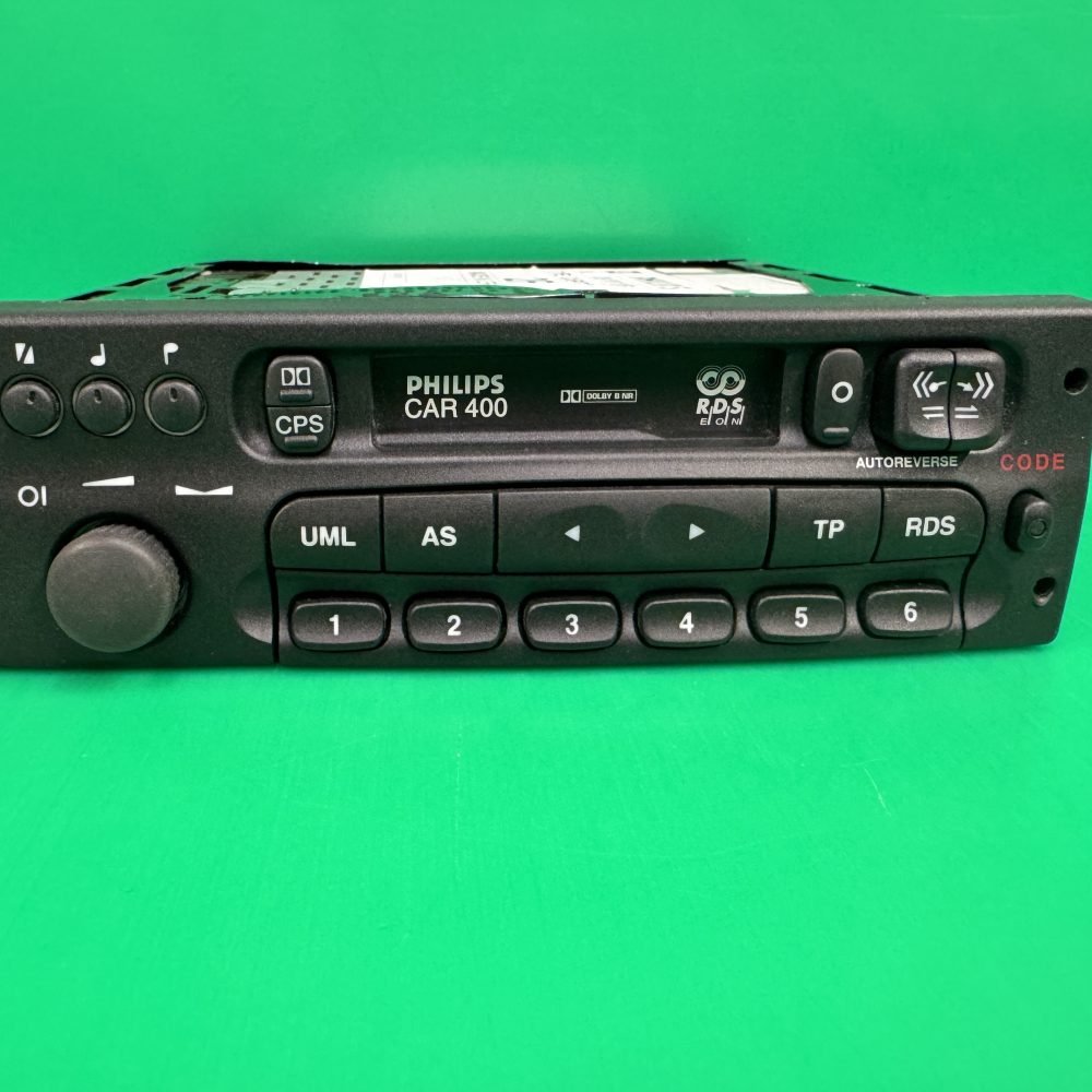 Vauxhall Philips Car400 old car radio cassette player with code and cage