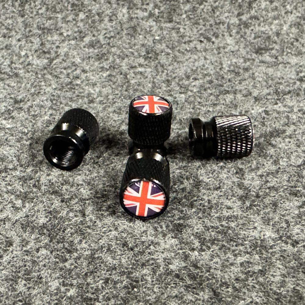 Set of x4 Union Jack Racing Tyre Dust caps