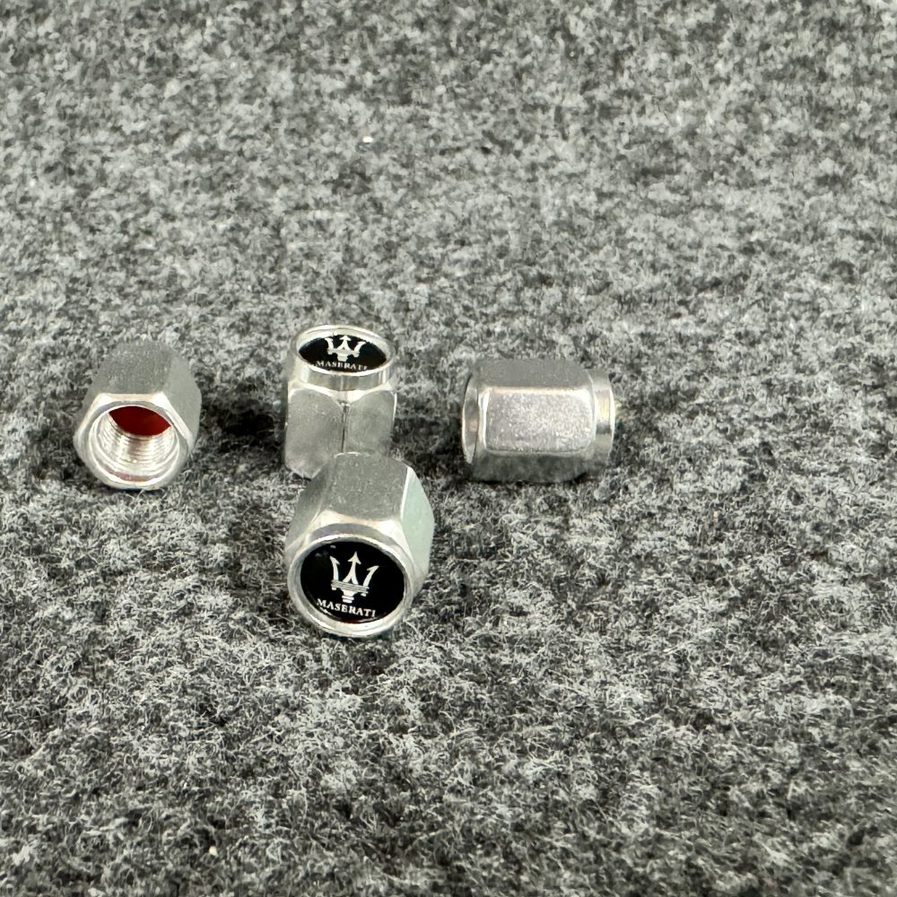 Set of x4 Silver Maserati Tyre Dust caps