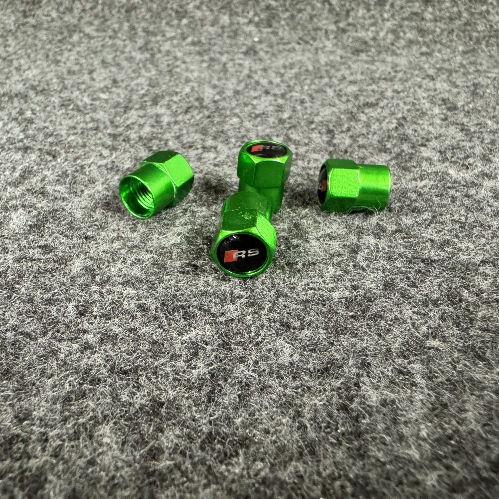 Set of x4 Green Rs Tyre Dust caps