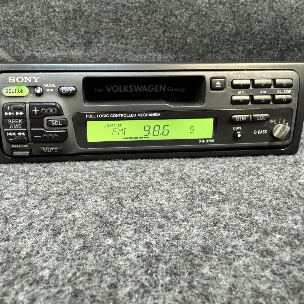 Old Sony Volkswagen Car Radio Stereo Cassette Player Model Xr-3759 Retro 90s Vintage Retro