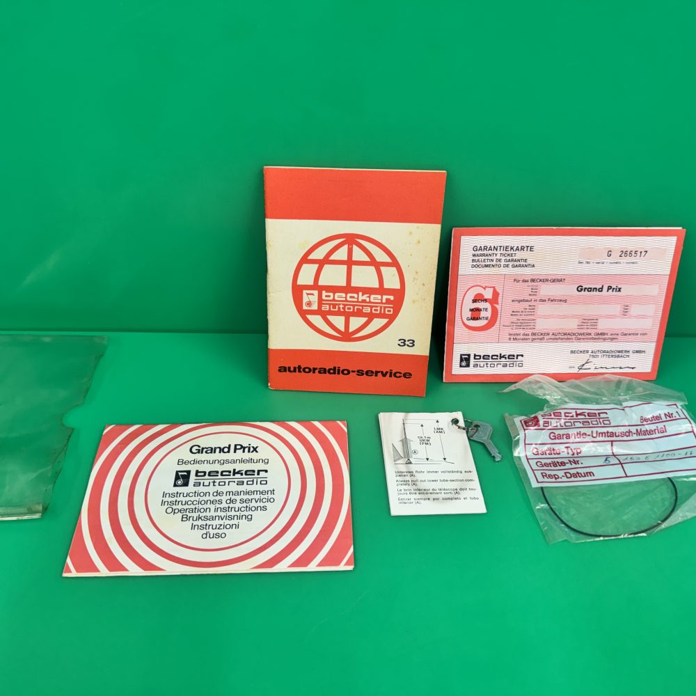 Becker Grand Prix Car Radio Stereo Genuine Instruction Manual Accessory pack  RARE