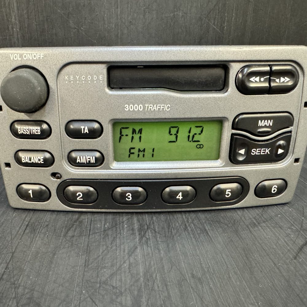 Ford 3000 Traffic car Radio Cassette with code - Transit Fiesta Focus - Grey